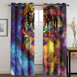 Tenda Boho Digital Animal Wolf Tige Star Galaxy Sottile ombreggiatura in poliestere per soggiorno, camera da letto, decorazioni per la casa