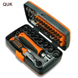Screwdrivers QUK Ratchet Screwdriver 103865 In 1 Set Precision Screw Bits Universal Spanner Rotation Handle Household Repair Hand Tool Kits 230509