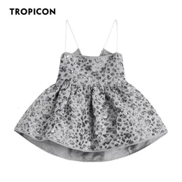 Womens Tanks Camis TROPICON Backless Ruched Cami Top Grey Open Back Spaghetti Strap Floral Summer Sexy Women Fashion Trendy Clothes 230509