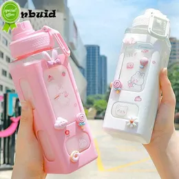 700 ml urocza butelka z wodą dla dziewcząt z pokrywką naklejki ze słomy plastikowe sok mleko przenośne kawaii tumbler