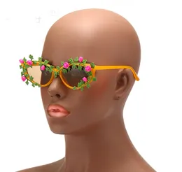 新しい花の装飾サングラス女性のプロムパーティーメガネDIYファッションヒップホップサングラスヴィンテージサングラス