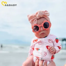 Детские купальные костюмы малыш 6 м-3 млн. Неморожденная девочка-купальники с длинным рукавом рубашки клубничный принт пляжный пляжный купальник P230509