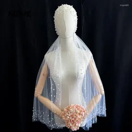 Bridal Veils NZUK Women Romantic Wedding Veil Pearl Beading Hat Vintage Hair Accessories Velos De Novia Con Cristales Bruiloft