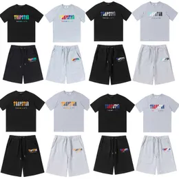 Tasarımcı Moda Giyim Tshirt Tees Trapstar Havlu Nakış Gevşek Kısa Kollu Günlük Şort Set Erkek Kadın Yuvarlak Yaka T-shirt Basit Spor Moda satılık