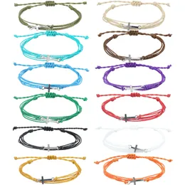 Bracelets de charme cruzado de corda trançada feita à mão para homens, amantes, amantes de coloração sólida jóias de amizade