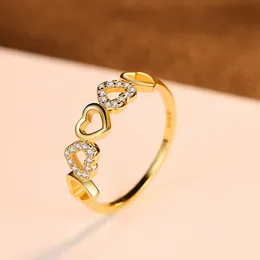 Romantisk lyxig plätering 18K Gold Heart Ring Women Fashion Brand 3A Zircon S925 Silver Ring Female Super Sparkling Gem Ring High End Jewelry Valentine's Day Gift