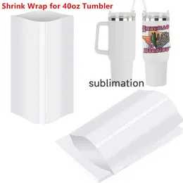 Sublimation Shrink Wrap Sleeves White Sublimation Shrink Wrap for 40oz Tumbler Sublimation shrink film 180*290mm 100PCS/LOT J0509