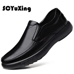 Dress Shoes Men's Genuine LeatherMicrofiber Leathe shoes 38-47 Soft Anti-slip Rubber Loafers Man Casual Leather Shoes 230509