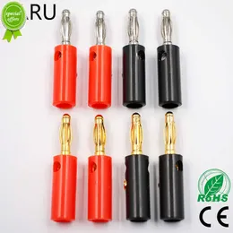 New 10pcsAudio Speaker Screw Banana Gold Plate Plugs Connectors 4mm IN STOCK FREE SHIPPING Black Red Facotry Online Wholesale Golden