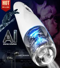 Автоматическая мужская чашка мастурбации с 10 вращающимися минетными кисками для секс -игрушек для мужчин для взрослых голосовых взаимодействий Maturbators Machine1110703