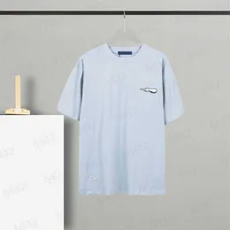 Camicie da uomo blu da uomo a magliette per il tempo libero lussuoso sciolto classico marchio marchio marca mobile ricamato a collo rotondo a manicotto a manicotto corto cotone top maschi 0206 0206