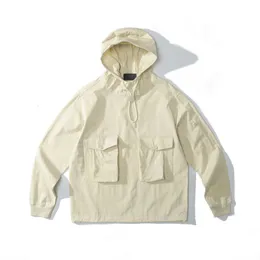 Men's Outerwear Jackets Coats Spring and Autumn 23ss Ghost Piece Smock Anorak Nylon Tela Pure Cotton Fabric Hoodie Coat