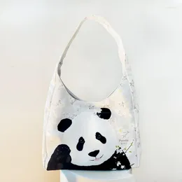Evening Bags Xiuya Fashion Cute Handbag Panda Pattern Flower Print Shoulder Bag Summer Cartoon Casual Large Capacity Designer Tote