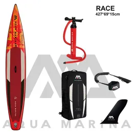 Kayak Aksesuarları Aqua Marina Yarışı 427 69 15cm Şişirilebilir SUP Stand Up Kürek Tahtası Surf Surf Hızlı Yarış Hız Sporu 230509