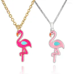 Hänge halsband söta rosa legering flamingo halsband kvinnors tillbehör högkvalitativa metallsmycken går med allt