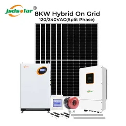 jsdsolar 8KW 120/240 Split Phase On Off Grid Hybrid Solar System Complete Kit with Mono Solar Panel 48V 200Ah LiFePO4 Battery