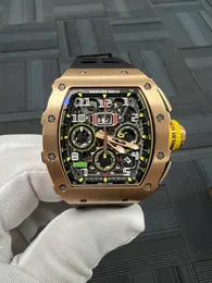 Nowe mechaniczne zegarki chronografu rm11-03 RG side gold 18K rose funkcja pomiaru czasu z drugiej ręki 99 nowy projektant wysokiej jakości