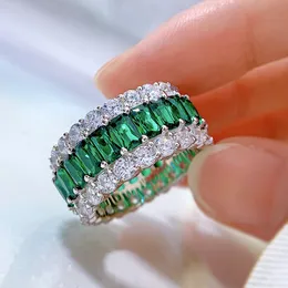 2022 Ewigkeits-Smaragd-Diamantring 100% echtes 925er Sterlingsilber Party Ehering Ringe für Frauen Braut Verlobungsschmuck