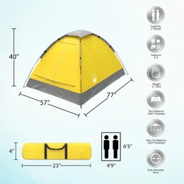 Tenda per dormire da campeggio a due persona 2 uomini Tenda gialla trasportare borse per bambini per adulti campeggio facile
