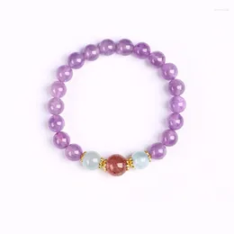 Strand lavanda de lavanda púrpura bracelete de cristal de morango redondo bead sortudo fresco para mulheres jóias de moda