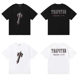 Roupas da moda de grife camisetas da moda marca Trapstar decodificada estampada por infravermelho puro algodão nicho manga curta camiseta para casais masculinos femininos luxo casual S