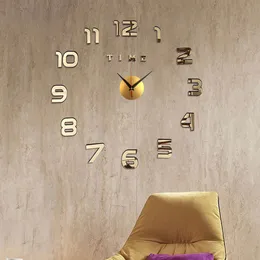 Väggklockor Creative DIY 3D Sticker Luminous Wall Clock Mute Digital Clock Löstagbar konstklistermärke Hemdekoration vardagsrum kvartsnål 230508