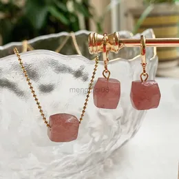 Colares de pingentes de colar de pedra natural de charme quadrado pequeno para mulheres pepitas irregulares quartzo rock citrines rosa roxo gargantilha y23