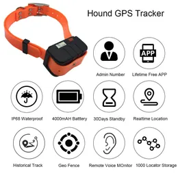 Trackers 4G Hound GPS Tracker djup vattentät realtidsspårning röstövervakning gratis app jakthund GPS Locator för husdjurspositionering