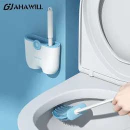 Brushes AHAWILL Wall Mounted Toilet Brush Silicone TPR Brush No Dead Angle Long Handle Brush Cleaning Tool Bathroom Accessories Set