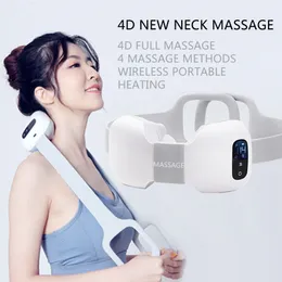 Back Massager 4D Electrical Shiatsu Neck Massage Shoulder Body Infrared Heated Kneading Car Home Wireless and Portable 230509