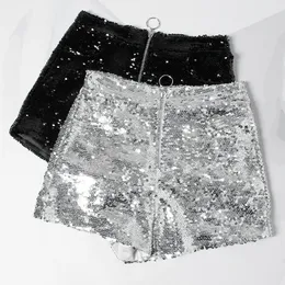 Womens Shorts Bling Sexy Women Sequin Shorts High Waist ORing Zip Bodycon Shorts Feminino Skinny Party Club Festival Raves Pole Dance Shorts 230509