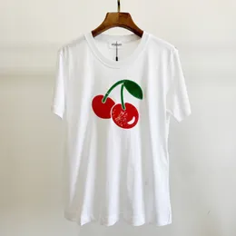 Женская футболка высококачественная вишневая кусочка вишневой кусочки с коротким рукавом 230508