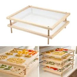 Organizacja drewniana makaron zioła suszenie stojak na wielofunkcyjny 2 -tier fooddryer Holder praktyczny dom domowy kuchnia 2 -tier makaron zioła suszenie stojak Gass