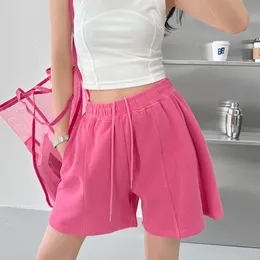 Damen Shorts Lucyever Blau Rosa Schwarz Damen Shorts Sommer Hohe Taille Breites Bein Shorts für Frauen Lässige Lockere Weiche Sport Kurze Hosen 230509