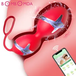 Eier/Kugeln Wireless APP Remote Kegel Balls Vibratoren für Frauen Elektroschock Vibrierendes Ei Sexspielzeug Erwachsene Vaginal Enge Übung Ben Wa 230509