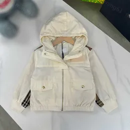 23SS Kids Designer Clother Kids Jacket Coats Boys Girls Lattice الربط معطف واقٍ من الشمس معطفًا طويل الأكمام سحاب مغطى بالشفقة من أشعة الشمس.