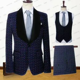 Мужские костюмы Blazers Fashion Summer's Casual Business Comse Themble Blue Linen Black Lyfel Красочная проверка мужской 3 ПК Установите брюки Blazers.