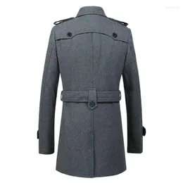 Herrgravrockar Autumn Wool Coat Men mode Slim Fit Long Jackets tjocka vinter manlig överrock avslappnad vindbrytare lwl637