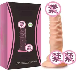 200 mm Big Dick Soft Dildo Realistisch enorm penismateriaal met Suction Cup Sex Toys for Woman Female Masturbation2638432