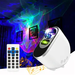 Starry Projector Aurora, LED Galaxy Night Light, fjärrkontroll Bluetooth -högtalare, 6 White Noise, Star Moon Light for Kids Room, Party, Games Room Decor gåva