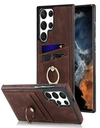 Retro Leather Card Slot Bag Cases For Samsung Galaxy S23 Note20 S22 Ultra S21 S20 FE Plus A52 A12 A13 A22 A33 A53 Ring Bracket Sta6641866