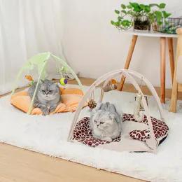 Mats multifunktionell kattaktivitet som spelar tält kattbäddar matta med hängande pedagogiska leksaker roliga vikbara kattunge husdjur play skrapa säng