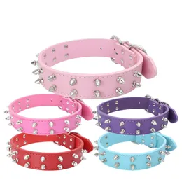 Double Row Stud Pet Collar Large Dog Hited Collar Solid Canvas Sandwich Pull Constant Pu Dog Neck Collar Dog Chain 1224273