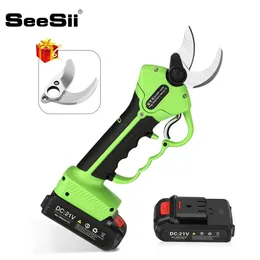 Scharen Seesii Professional Cordless Electric Pruning Shears Tree Branch Flowering Bushes Trimmers with 2Pcs 2000mAh Battery