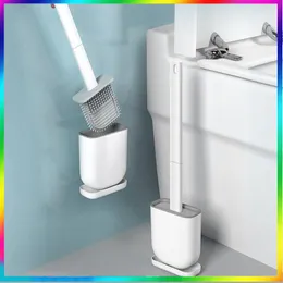 Щетки Силиконовая щетка для унитаза и набор держателей для чистки ванной комнаты с герметичной основой Щетка с гибкой щетиной