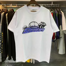 Tasarımcı moda giyim tişört tişört trendy trapstar basketbol londra atıcı baskı yüksek kaliteli saf pamuklu çift iplik gevşek kısa kol tişört