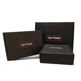 Wrap 10pcs Black Kraft Paper Box Ihre heutige Geschenkbox 3Layer Wellkisten Papierverpackung Karton Große Box Mailer 5 Größen