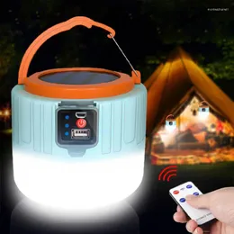 Lampada da campeggio a LED solare Lampadina ricaricabile USB Lampada per tenda da esterno BBQ Escursionismo Lanterne portatili Luci di emergenza