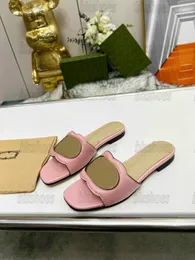 Ineinandergreifende G-Ausschnitt-Slide-Sandale für Damen Maxi-Leder-Flachschuh für Damen 694451 Low Heel Cutout Designer Summer Beach Outdoor Fashion Shoes