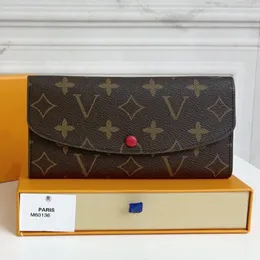 2023 Ny designer plånbok kvinnors plånbok mode multifunktionella kortväska retro gammal blomma klassisk checker long noll plånbok byte clip handbag m60136